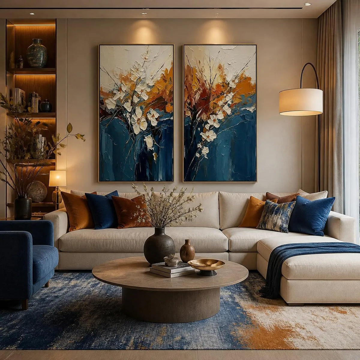 abstract flower canvas wall art Set Of 2 #AB008