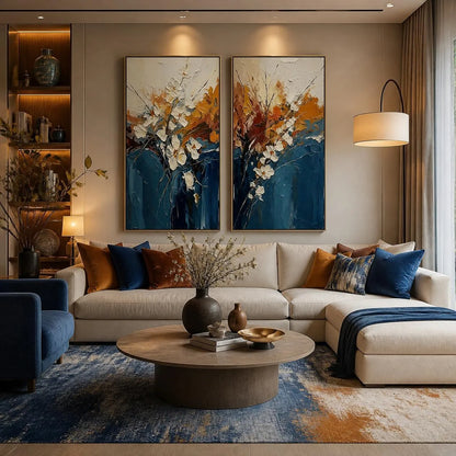 abstract flower canvas wall art Set Of 2 #AB008