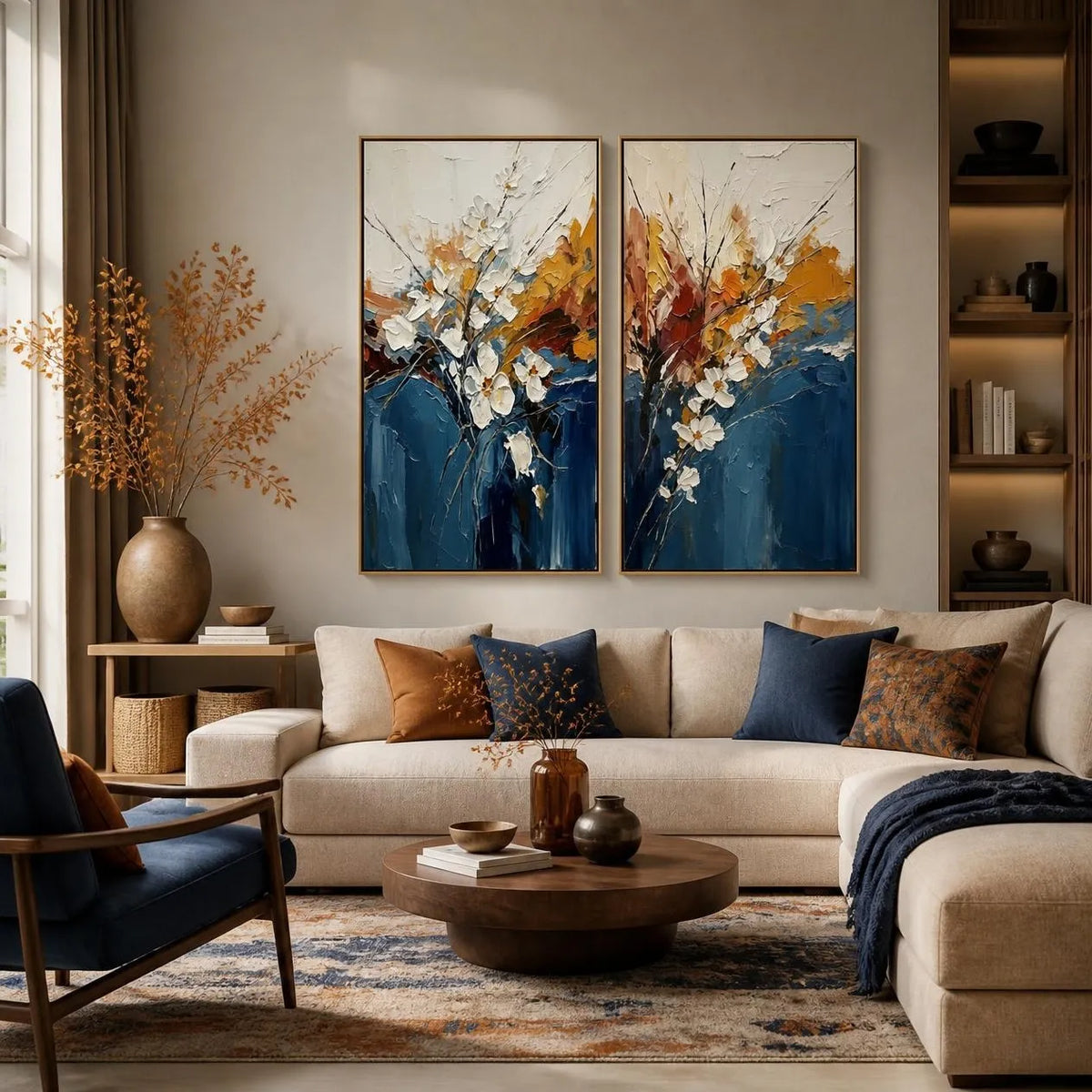 abstract flower canvas wall art Set Of 2 #AB008