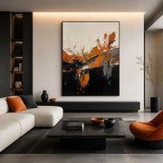 Black Abstract Textured Painting Canvas #AB011