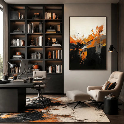 Black Abstract Textured Painting Canvas #AB011
