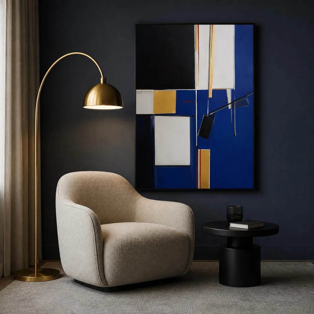 Blue Abstract Geometric Wall Art #GM001