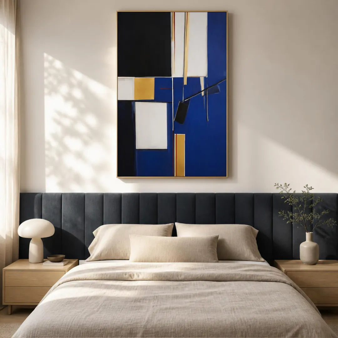 Blue Abstract Geometric Wall Art #GM001