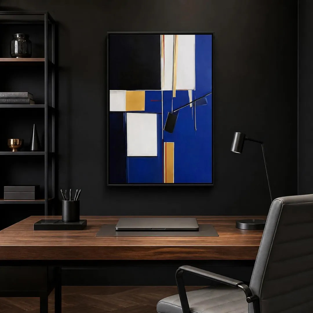 Blue Abstract Geometric Wall Art #GM001