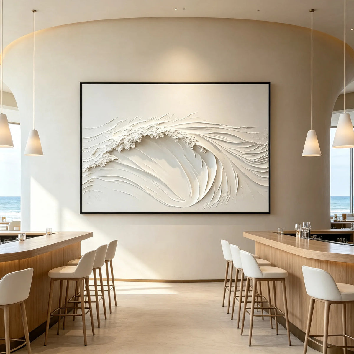 Textured White Ocean Wave Painting #OS001